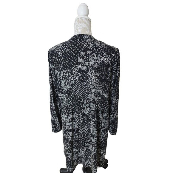 Old Navy Large Dress Black Floral Long Sleeve Mini V-Neck Cottagecore Large - Picture 4 of 8